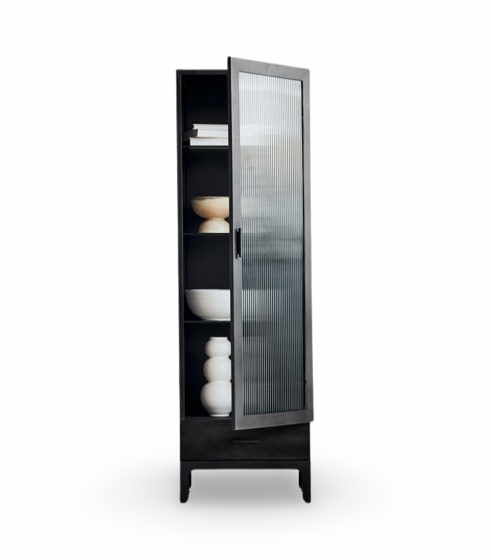 Black Fluted Glass Cabinet