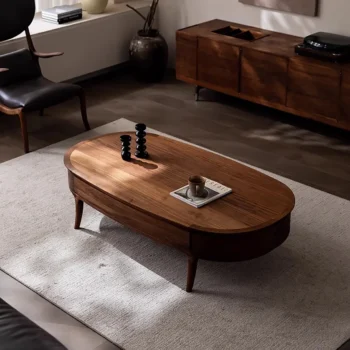 Oval Coffee table on a carpet in a living room
